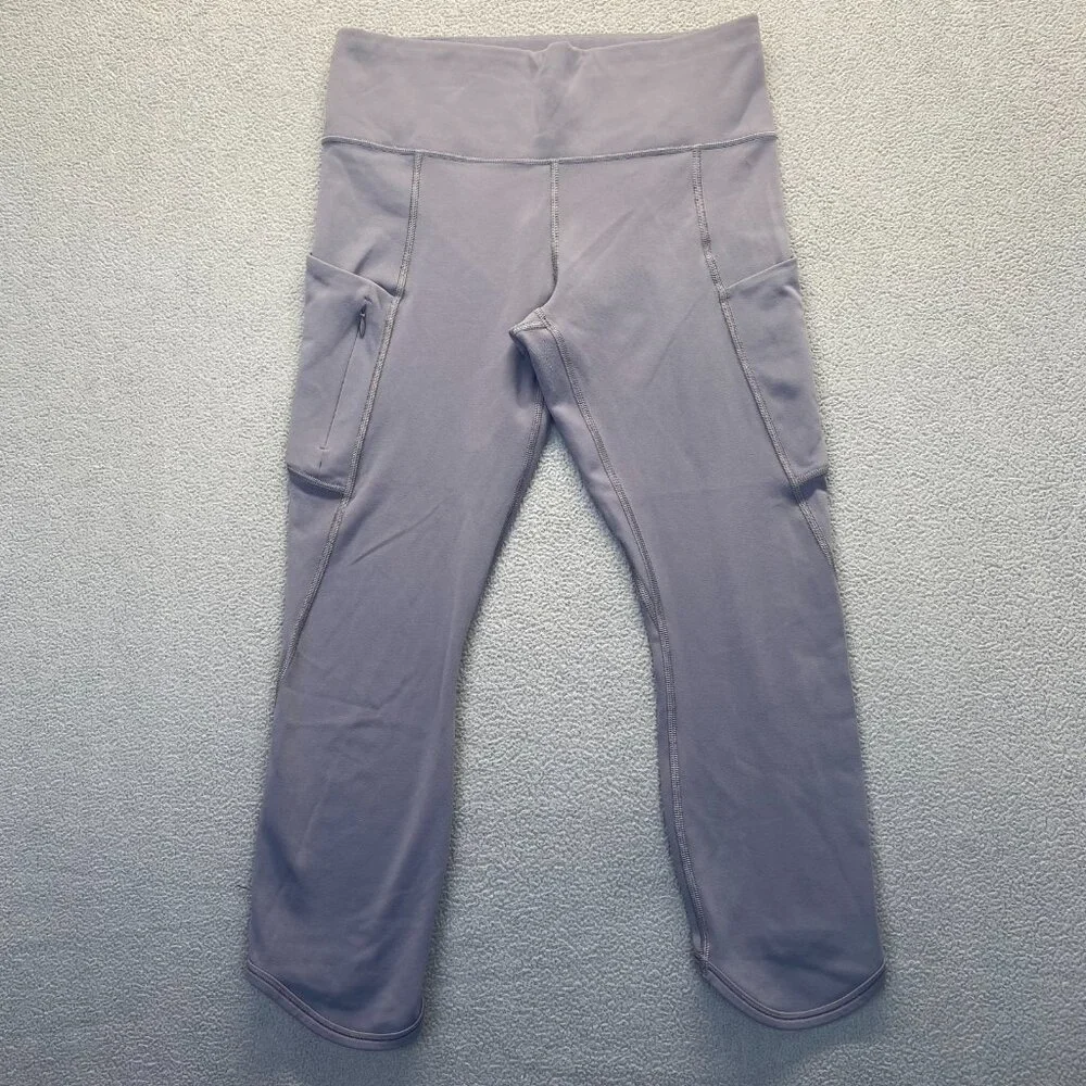 Athleta Cropped Capri Leggings Size M Athletic Pockets 79152 Gray,Running,Comfor